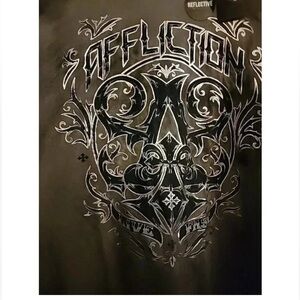 Affliction Women XL- Black and Silver Reflective Long Sleeve Tee